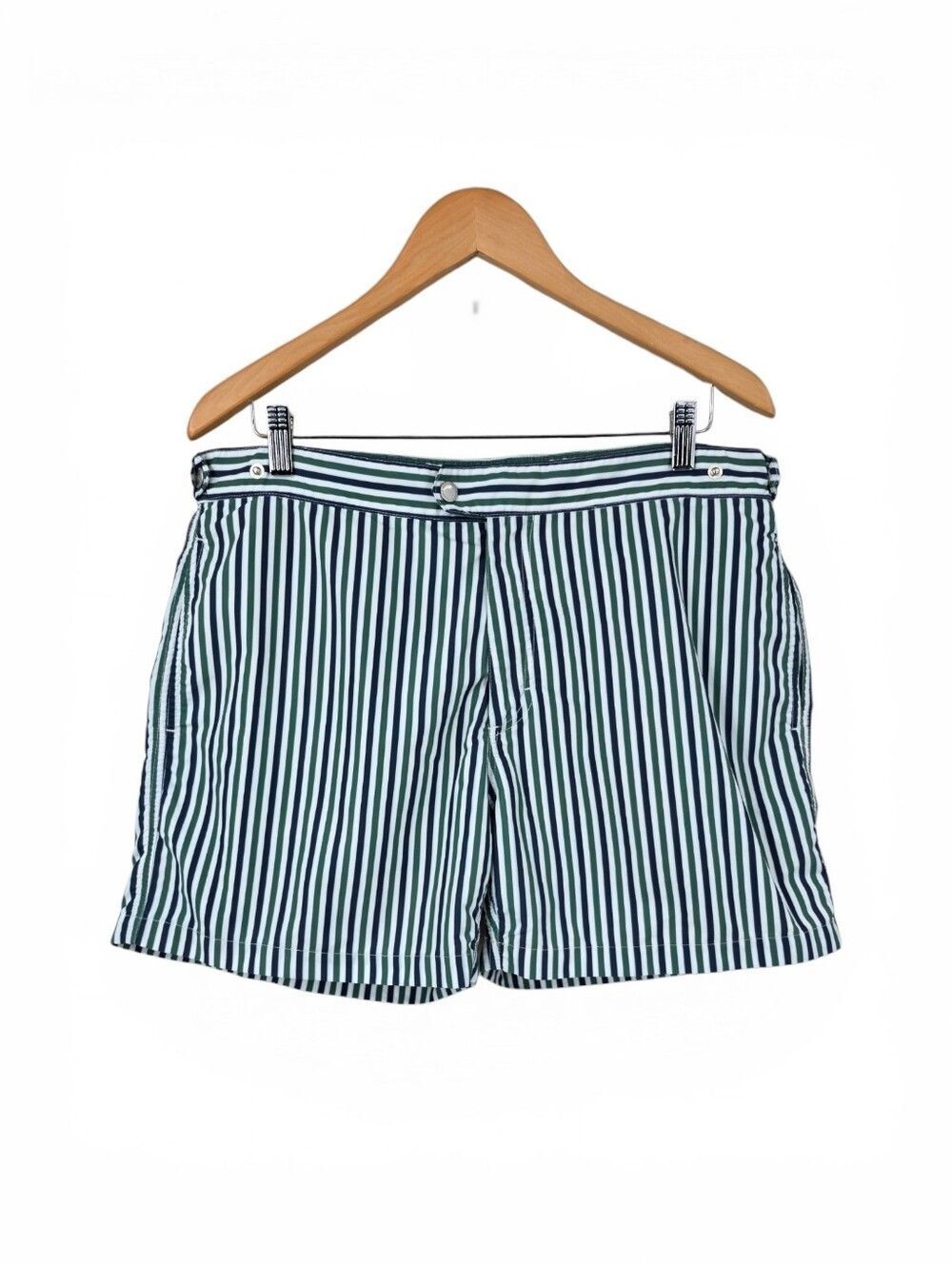 Solid & Striped Men's Green Navy and White Short Swim Trunks Board Shorts